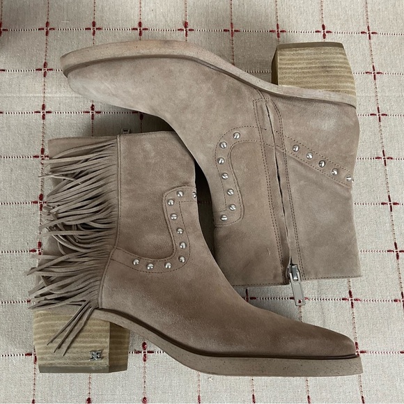 Sam Edelman “Bernie” Fringe Suede Ankle Boots Size 8 Boho Western EUR 38 NWOB - Picture 9 of 9